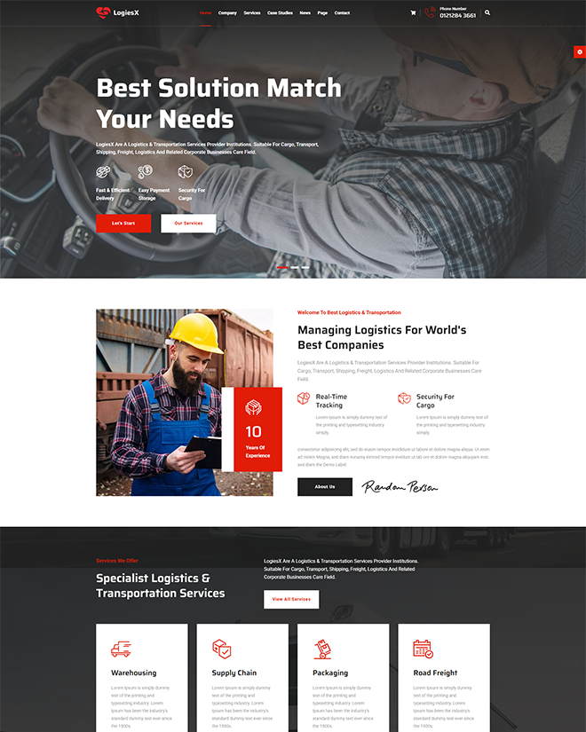 LogiesX <br /> Logistics & Transportation HTML Template
